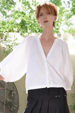 Cooper Love Gathers Top In White