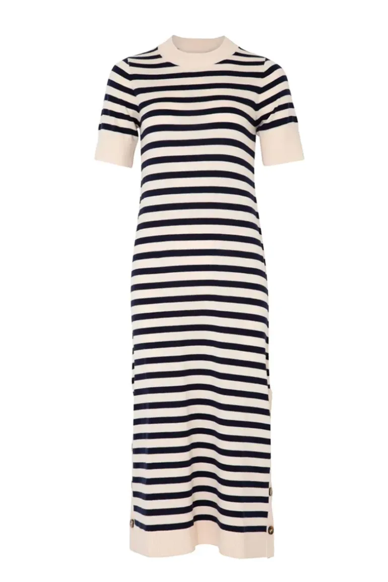 Cooper Slipt Kit Fit Dress In Stripe