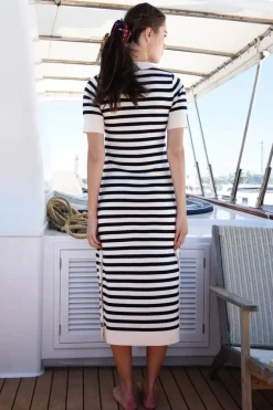 Cooper Slipt Kit Fit Dress In Stripe