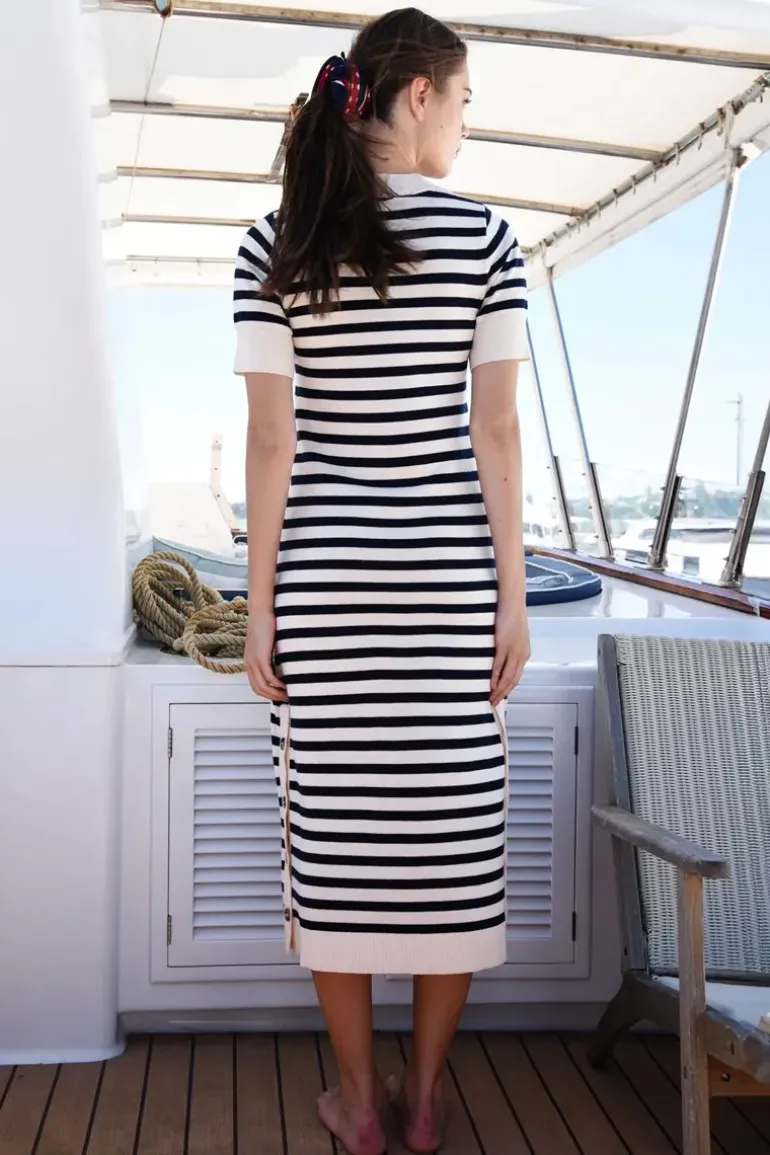 Cooper Slipt Kit Fit Dress In Stripe