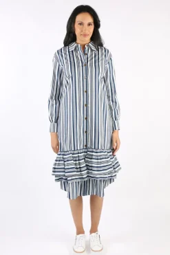 Cooper Stripe While Its Hot Frill You At The Bottom Dress In Navy