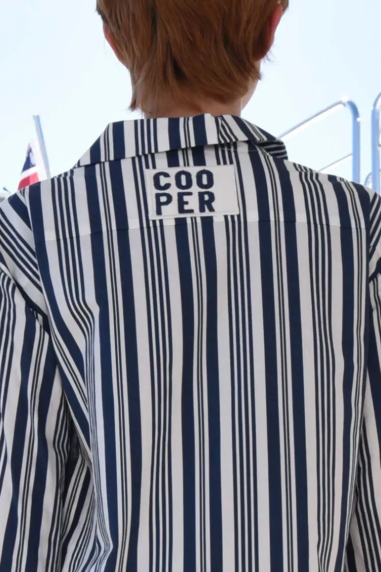 Cooper Stripe While Its Hot Frill You At The Bottom Dress In Navy