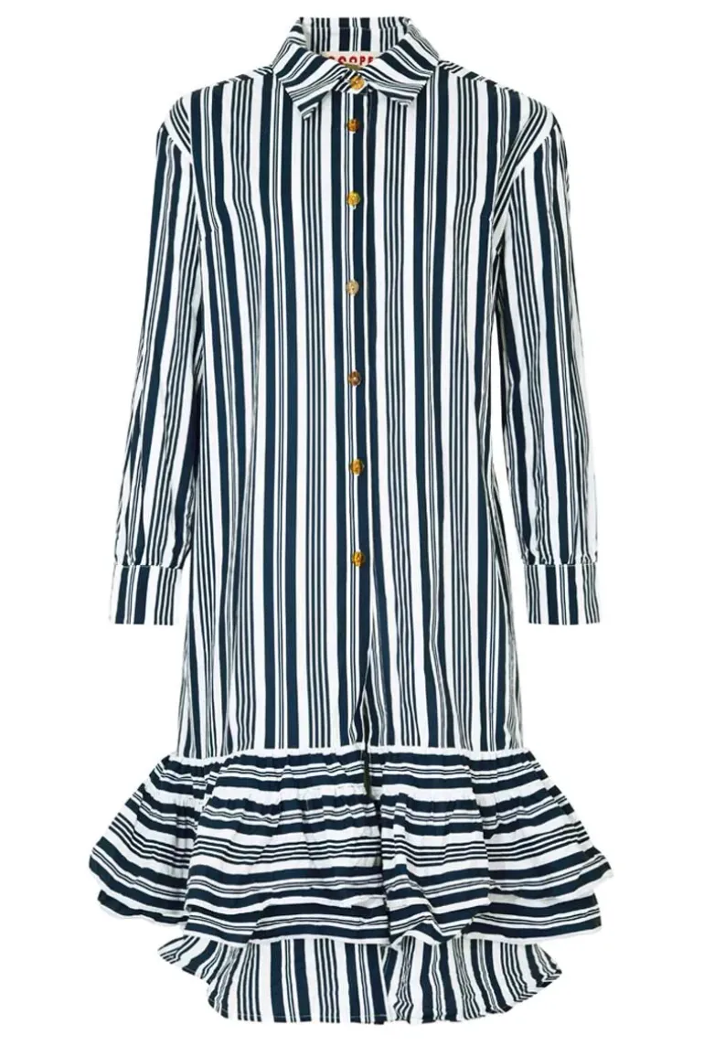 Cooper Stripe While Its Hot Frill You At The Bottom Dress In Navy