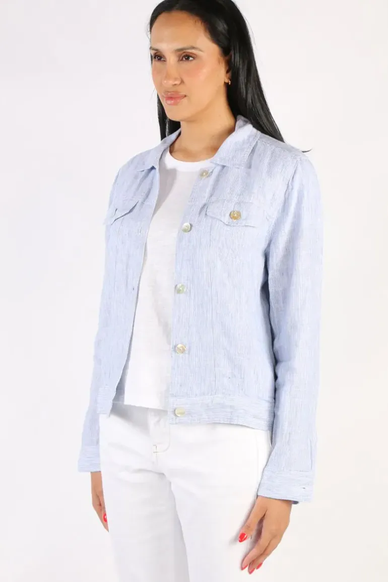 Core Stripe Linen Jacket In Denim By Jump