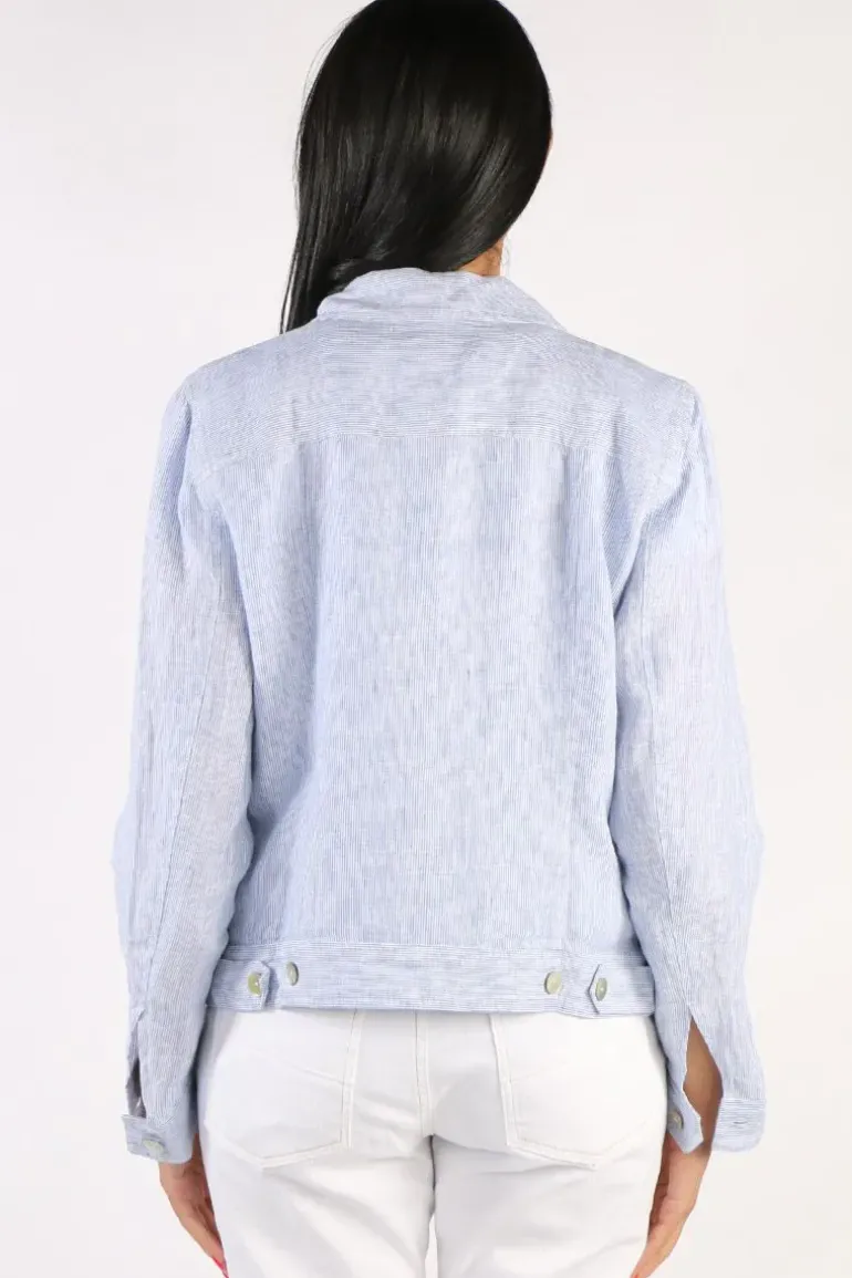 Core Stripe Linen Jacket In Denim By Jump