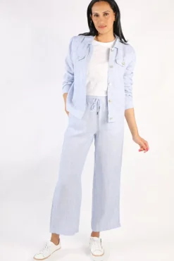 Core Stripe Linen Jacket In Denim By Jump