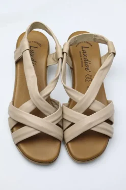 Criss Cross Sandal By Luxedixe In Taupe