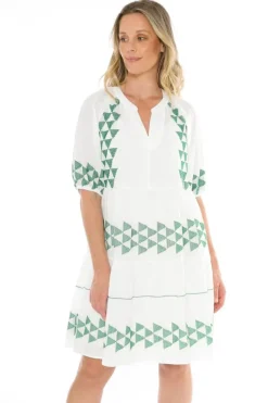 Cross Stitch Embroidered Tiered Dress In White By Jump