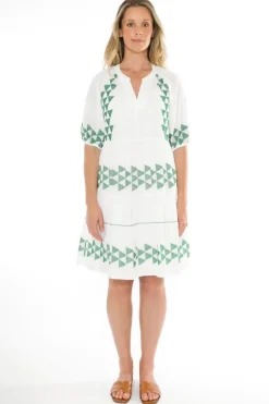 Cross Stitch Embroidered Tiered Dress In White By Jump