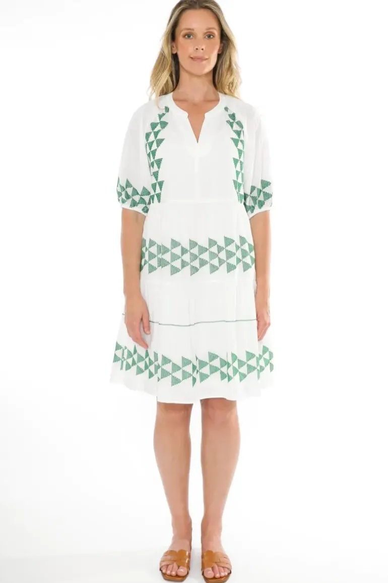 Cross Stitch Embroidered Tiered Dress In White By Jump