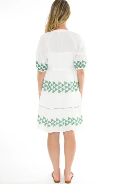 Cross Stitch Embroidered Tiered Dress In White By Jump
