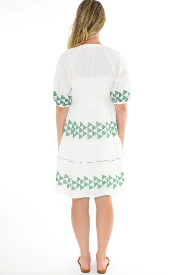 Cross Stitch Embroidered Tiered Dress In White By Jump