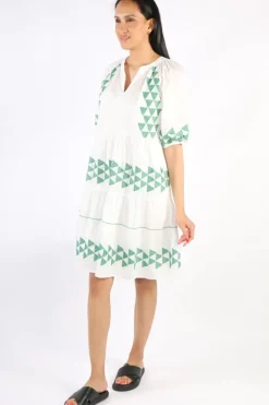 Cross Stitch Embroidered Tiered Dress In White By Jump