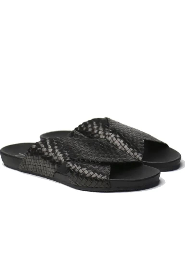 Crossover Woven Slide By Donna Piu In Black