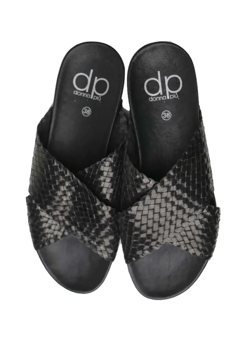 Crossover Woven Slide By Donna Piu In Black