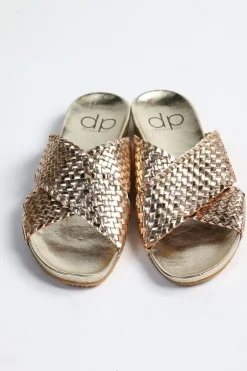 Crossover Woven Slide By Donna Piu In Gold