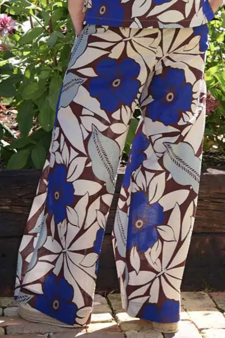 Curate Blue My Mind Get Even Pant In Floral Print