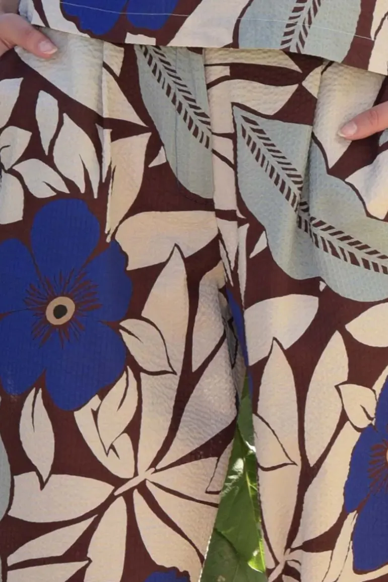 Curate Blue My Mind Get Even Pant In Floral Print