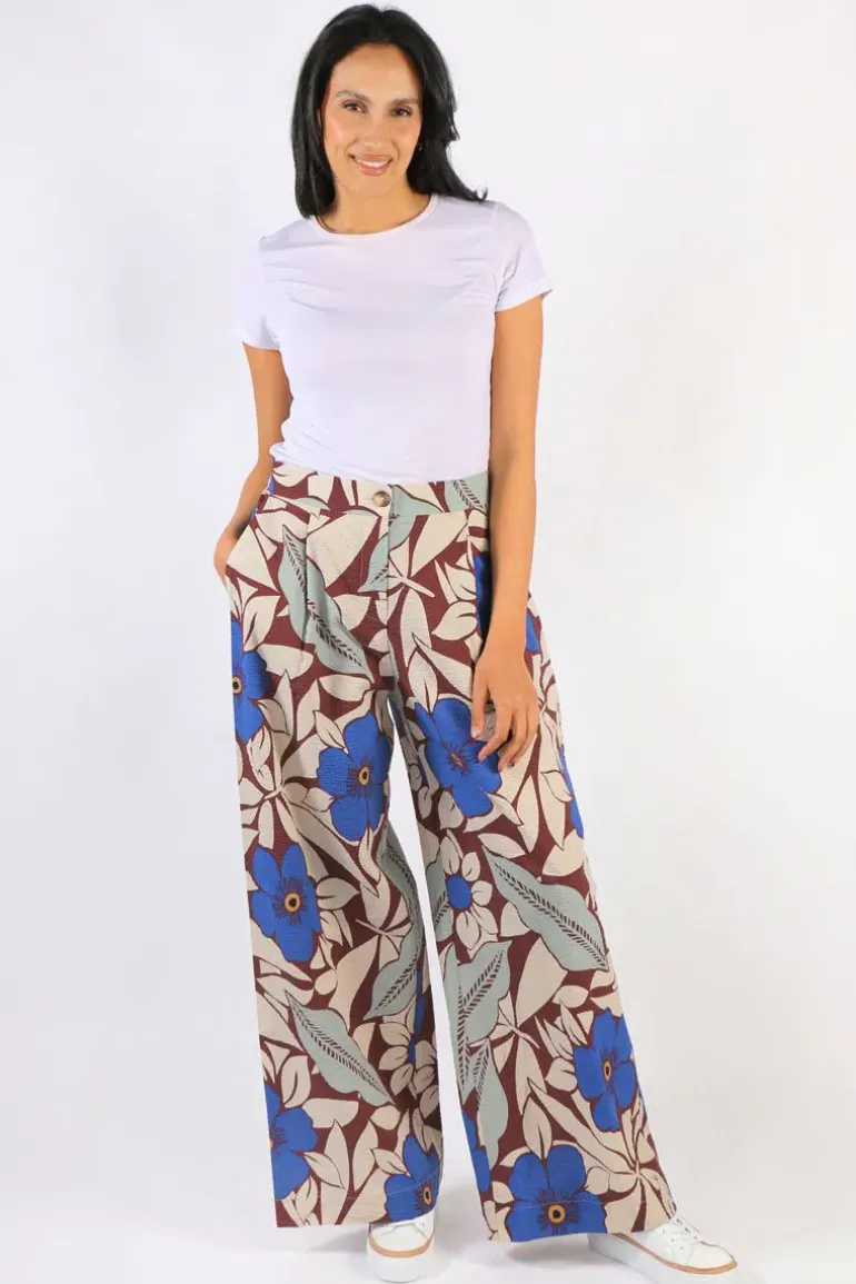 Curate Blue My Mind Get Even Pant In Floral Print