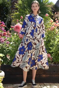 Curate Blue My Mind Shirty Summer Dress In Floral