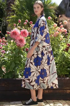 Curate Blue My Mind Shirty Summer Dress In Floral