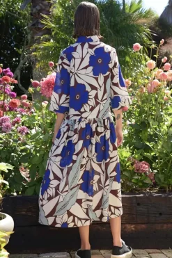 Curate Blue My Mind Shirty Summer Dress In Floral