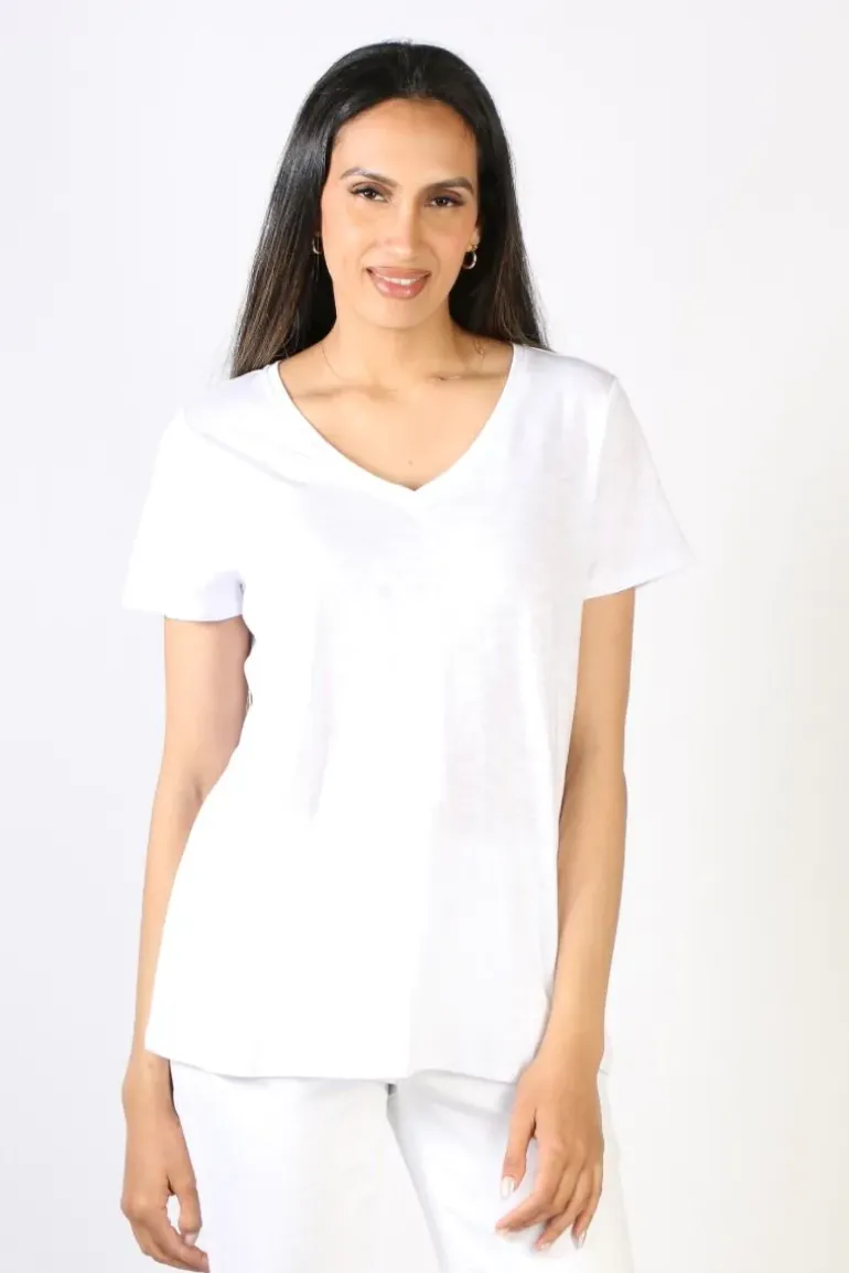 Easy V Neck Tee By Jump In White