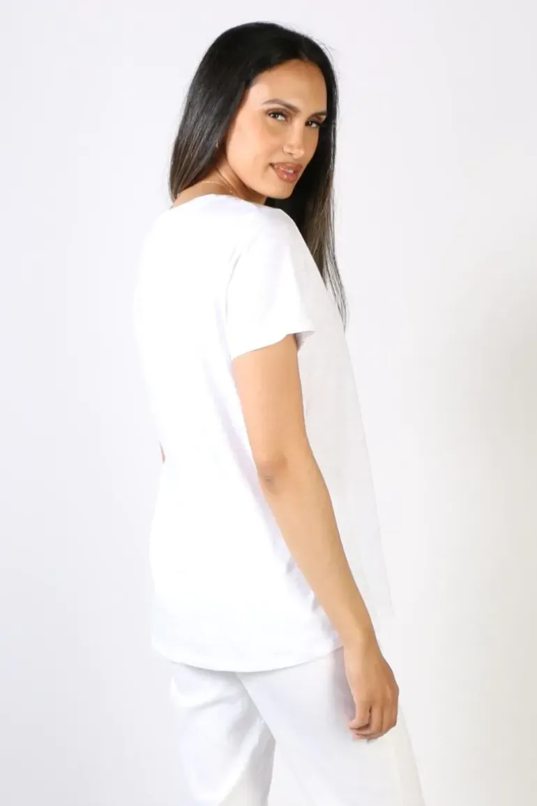 Easy V Neck Tee By Jump In White