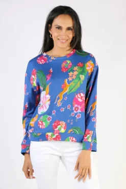 Emily Lovelock Terry Top In Blue