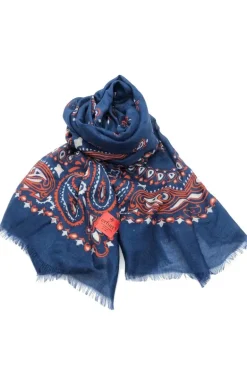 Erfurt Paisley Scarf In Navy
