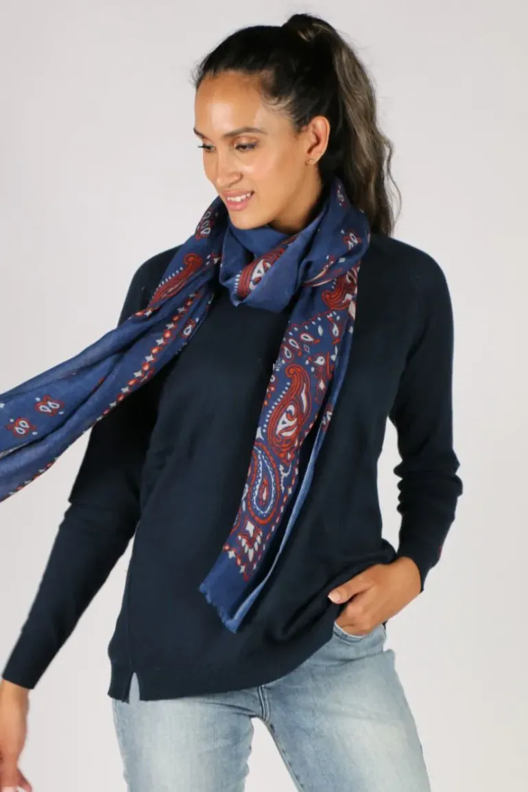 Erfurt Paisley Scarf In Navy