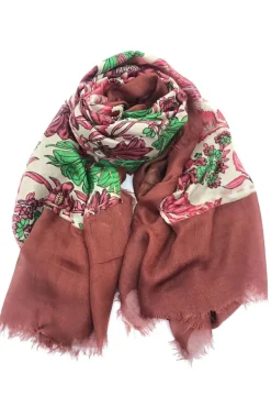 Erfurt Patchwork Flower Silk Scarf In Bordeaux