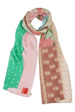 Erfurt Silk Patchwork Print Scarf In Raspberry