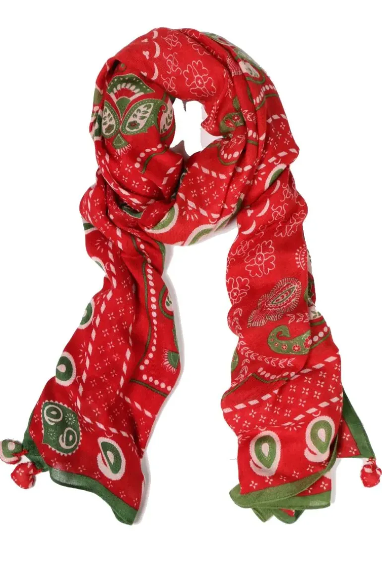 Erfurt Soft Printed Wool Scarf In Red
