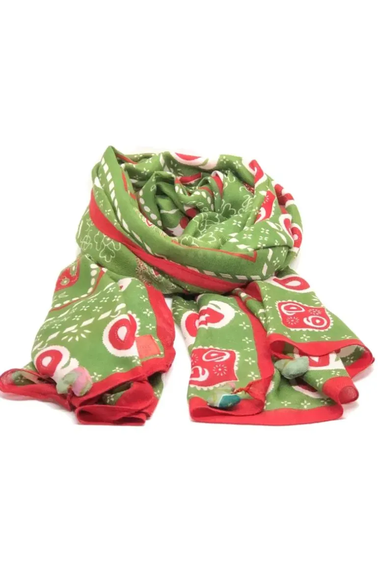 Erfurt Soft Printed Wool Scarf In Green