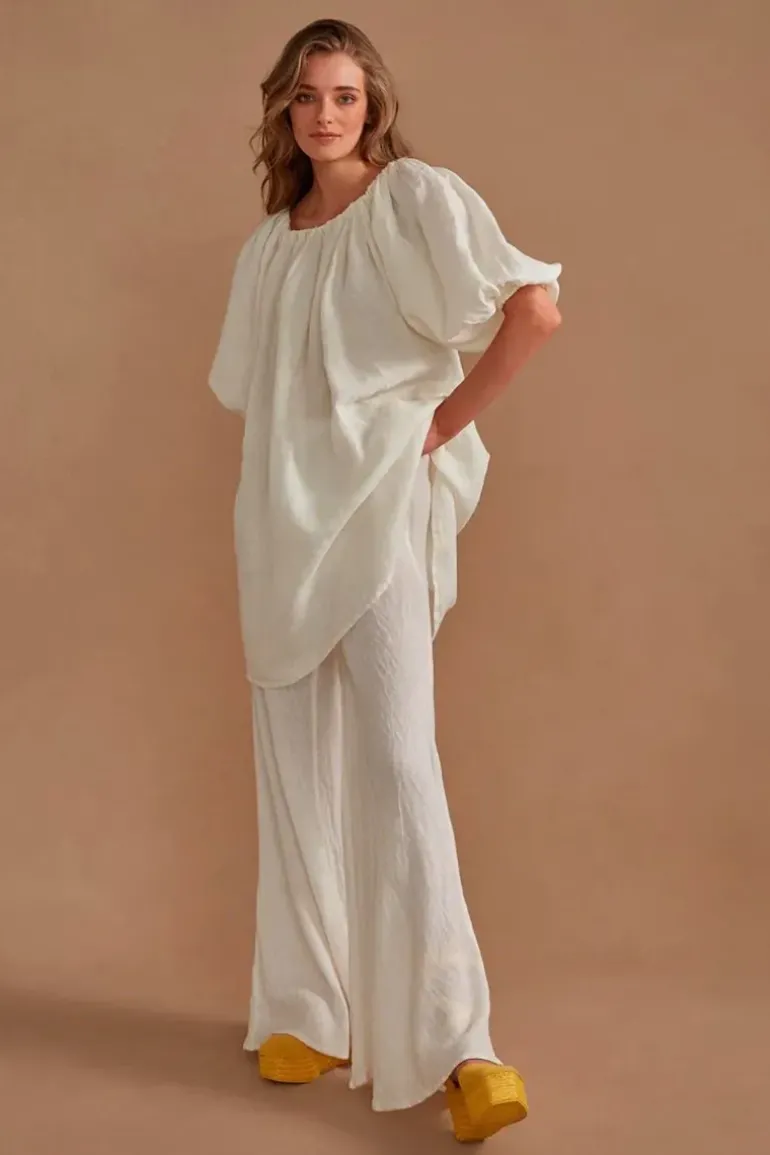 Estilo Novo Flare Pant In Panna
