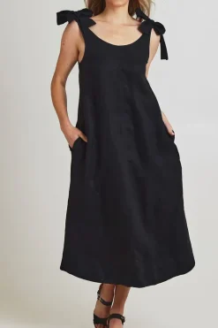Foil Bali Tie Dress In Black