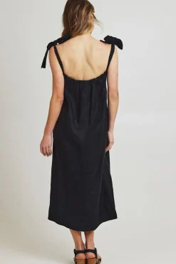 Foil Bali Tie Dress In Black