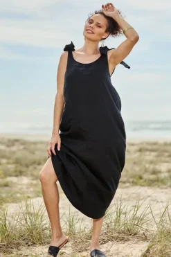 Foil Bali Tie Dress In Black
