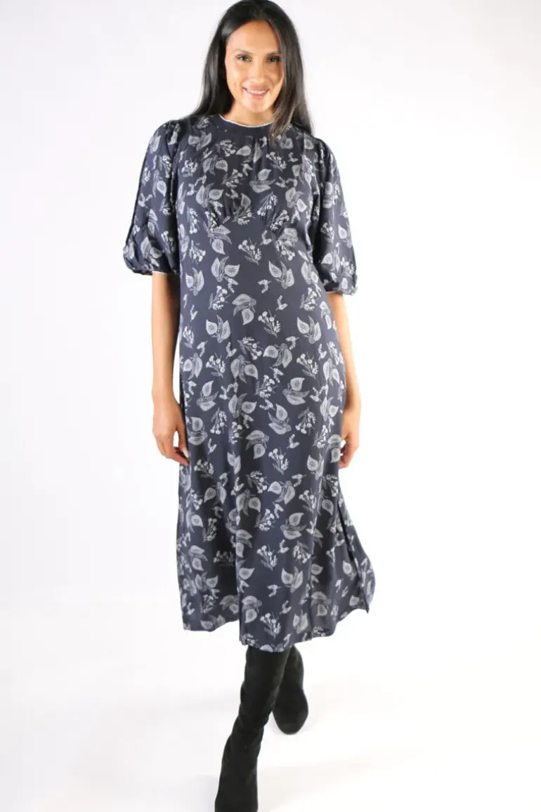 Foil Bandied Around Dress In Print