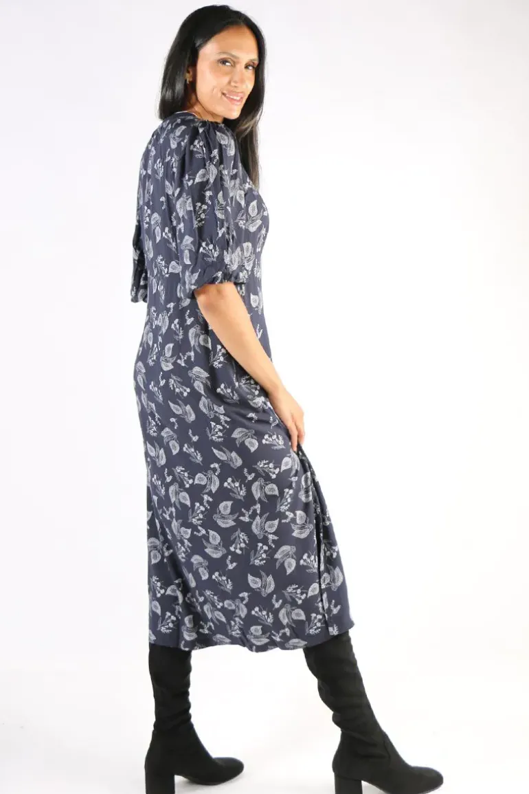 Foil Bandied Around Dress In Print