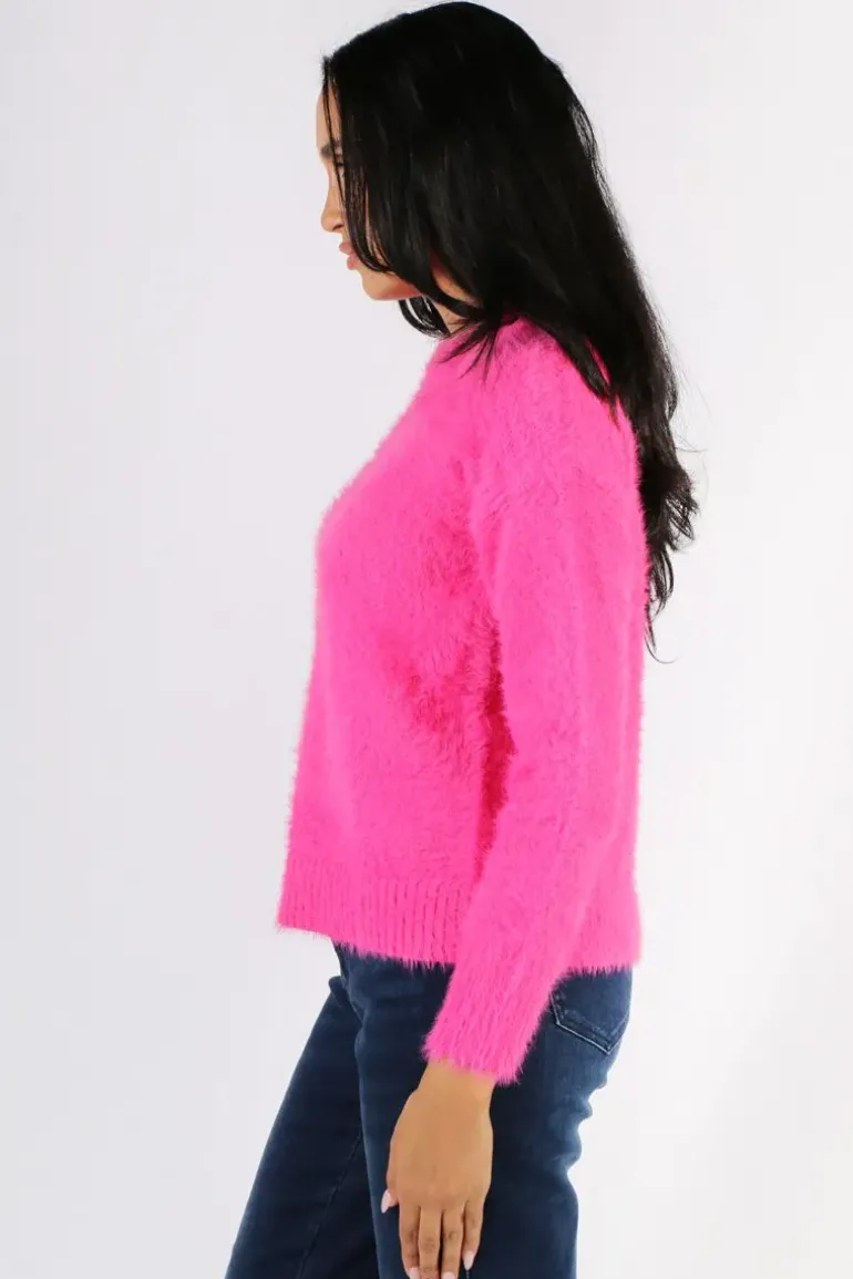 Foil Fluff Love Sweater In Pink