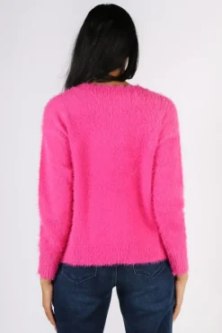 Foil Fluff Love Sweater In Pink