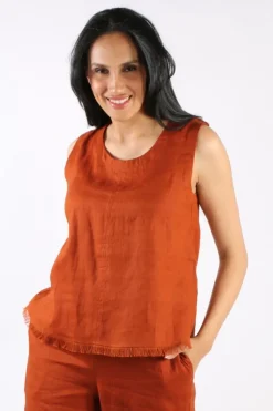 Foil Fringe Benefits Shell Top In Tan