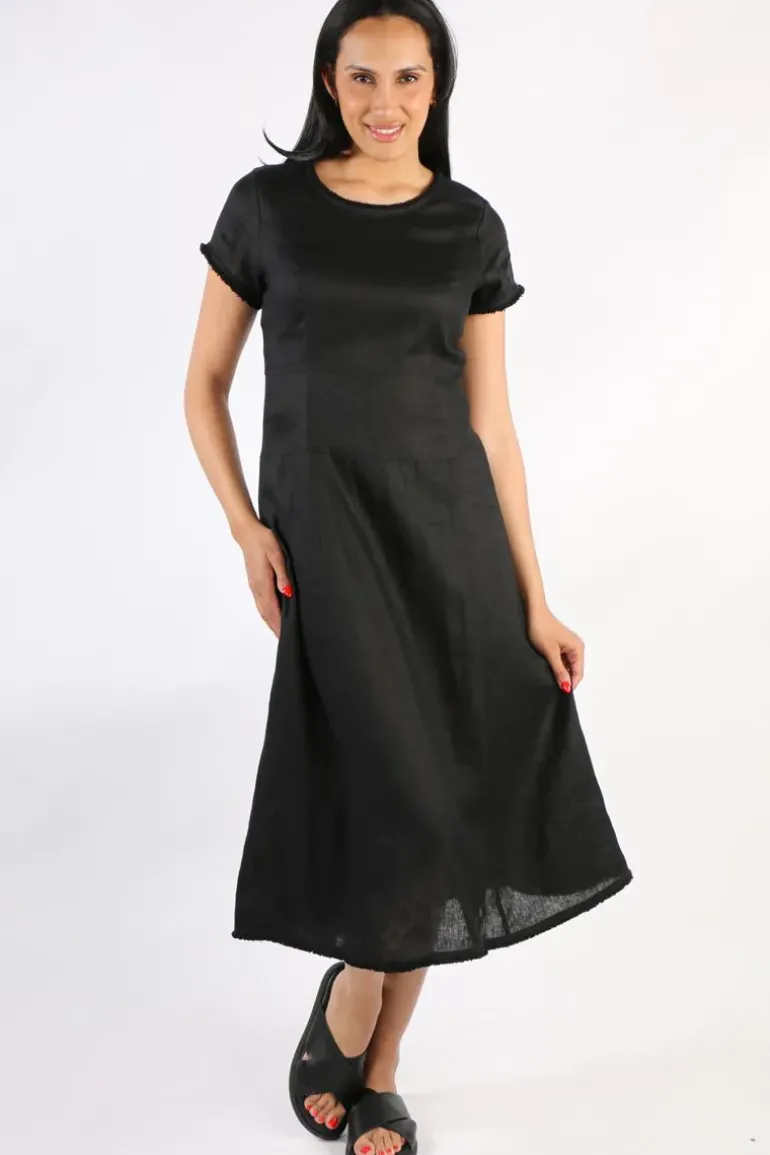 Foil Fringe Event Dress In Black