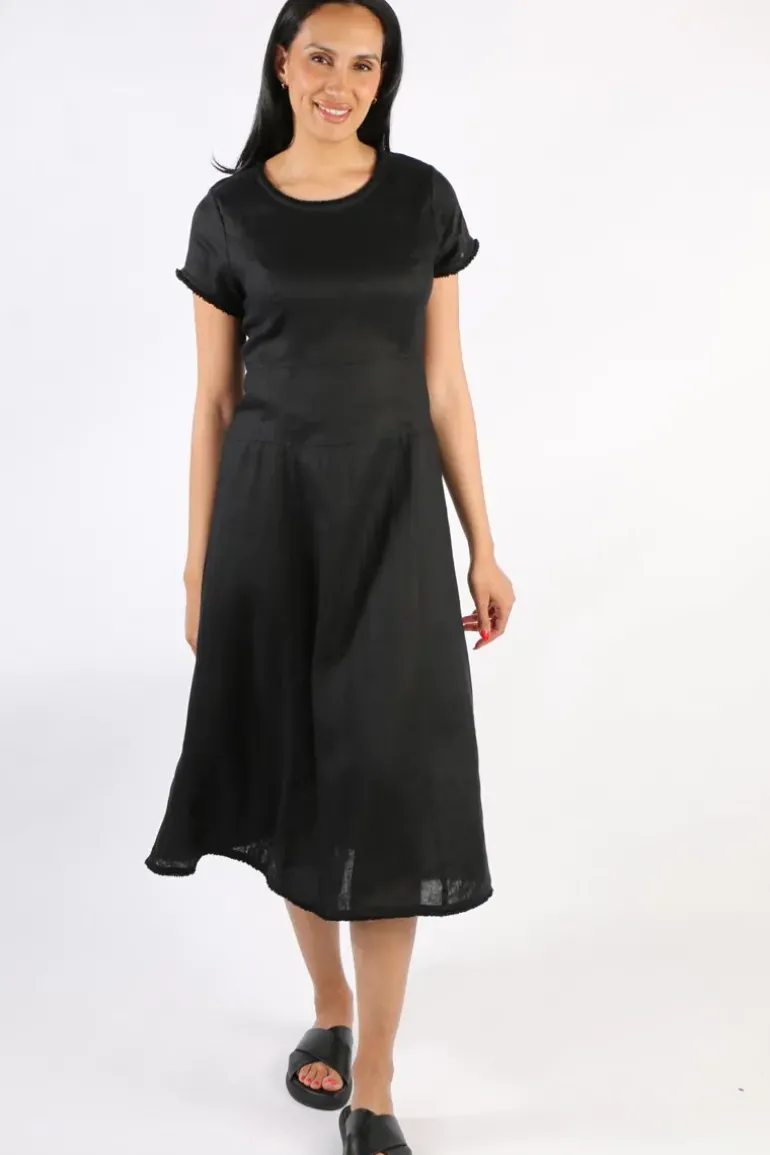 Foil Fringe Event Dress In Black