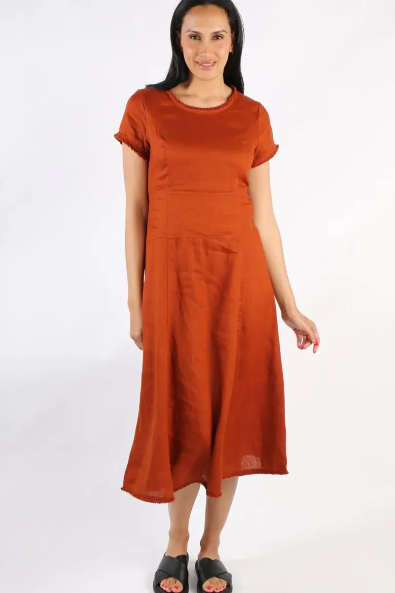 Foil Fringe Event Dress In Tan