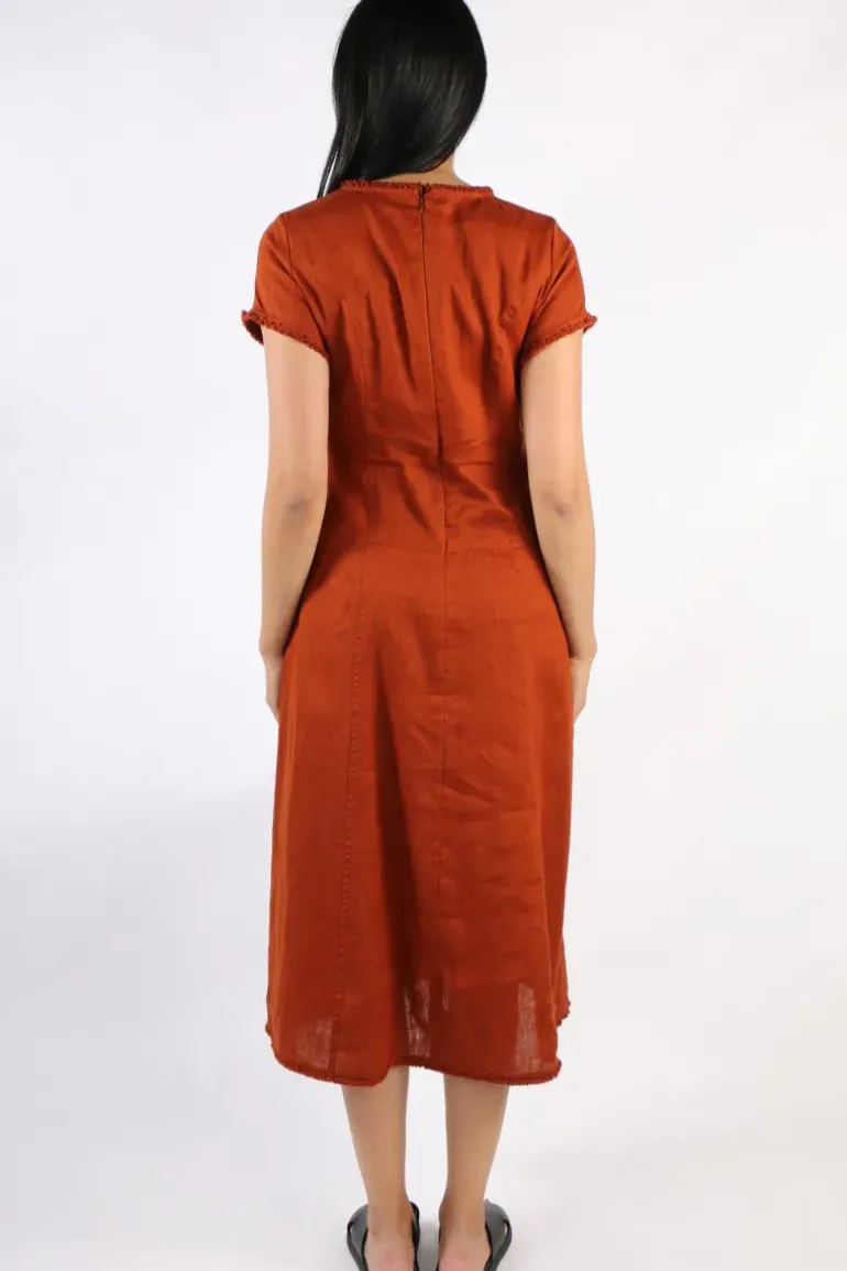 Foil Fringe Event Dress In Tan