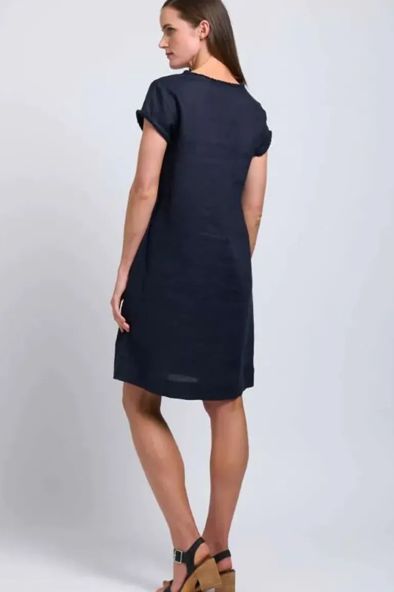 Foil Fringe Festival Dress In Navy