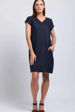 Foil Fringe Festival Dress In Navy
